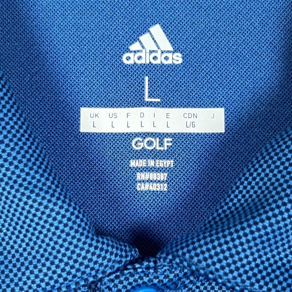 Adidas Men's LG Golf Performance Blue Polo Shirt Golf Tonal Check‎ UPF50